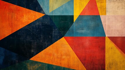Fototapeta premium Geometric abstract art, colorful shapes decor, modern wall design, graphic home artwork