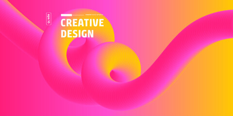 Abstract Pink Yellow Gradient Fluid Creative Design Background