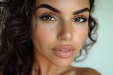 Naklejka premium Portrait of a beautiful dark haired Latina woman.