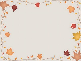 Soft autumn frame with muted seasonal hues, blurred vines, and tiny leaves at the corners