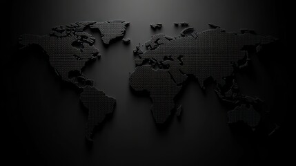 Dark world map, 3D graphic design, abstract backdrop