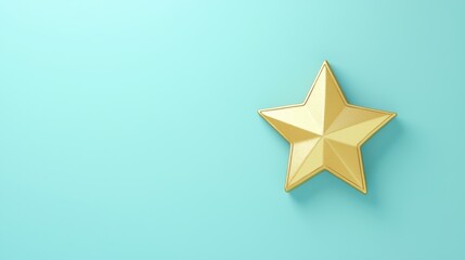 Obraz premium Golden Star Award on Light Blue Background Success Achievement Rating Concept