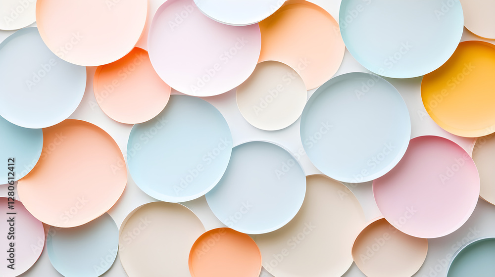 Poster circular patterns with subtle pastel gradients on a white background