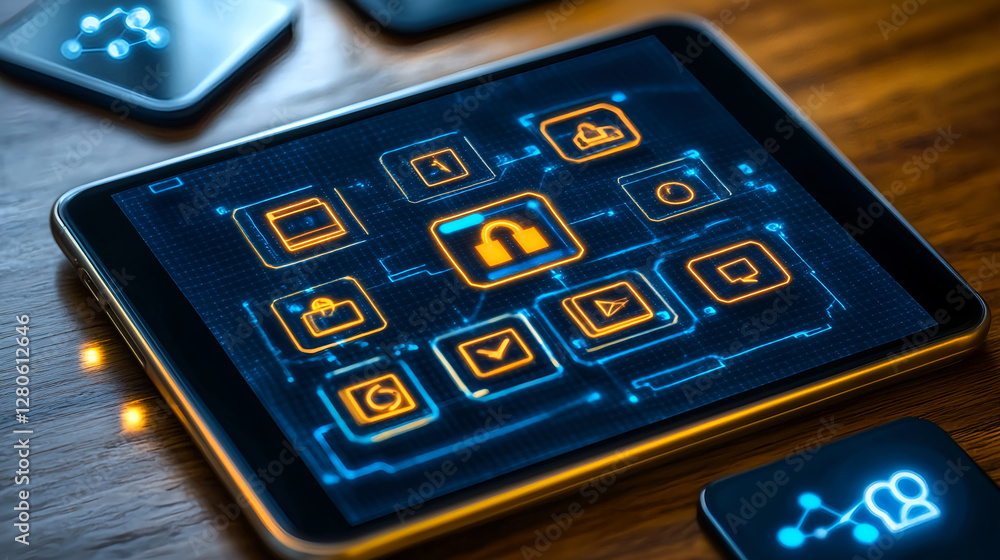 Poster digital security action technology environment graphic content interactive viewpoint data protection