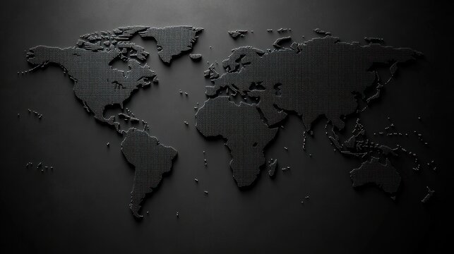 Fototapeta Dark world map on textured surface
