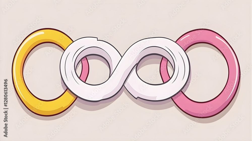 Poster colorful infinity symbol representing unity and continuity in minimalist art style