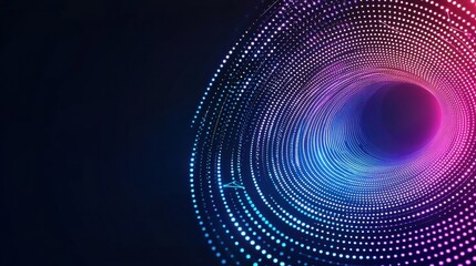 Fototapeta premium A vibrant digital vortex of colorful dots, creating a mesmerizing tunnel effect against a dark background.