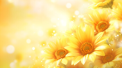 Fototapeta premium Bright Yellow Sunflowers on a Glowing Background