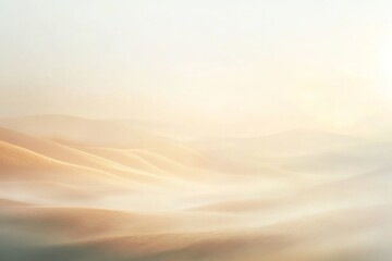 Misty desert dunes with soft golden light