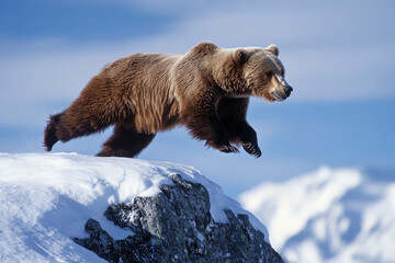 Obraz premium Grizzly Bear Coming Over Ridge