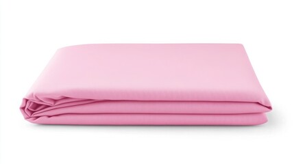 Soft Pink Fabric Sheet Draped Neatly on White Background