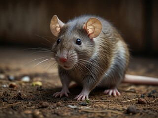 rat on a black background