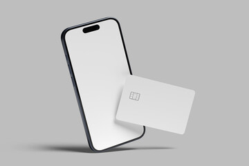 Smartphone and credit card blank mockup