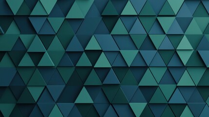 Fototapeta premium A textured pattern of interlocking triangles in various shades of teal and green, creating a modern and visually appealing backdrop.