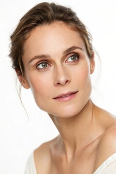 Portrait of woman on white bacground