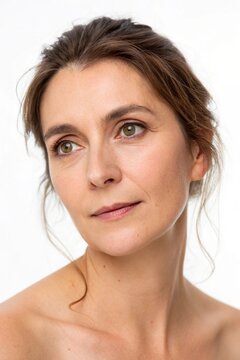 Portrait of woman on white bacground