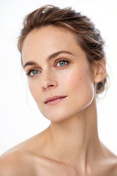 Portrait of woman on white bacground