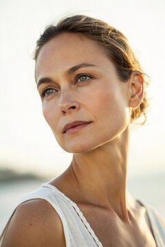 Portrait of woman on white bacground