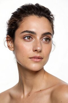 Portrait of woman on white bacground