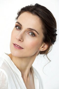 Portrait of woman on white bacground