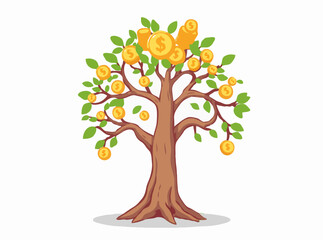 Obraz premium Earning Money: Money Tree with Passive Income Charts