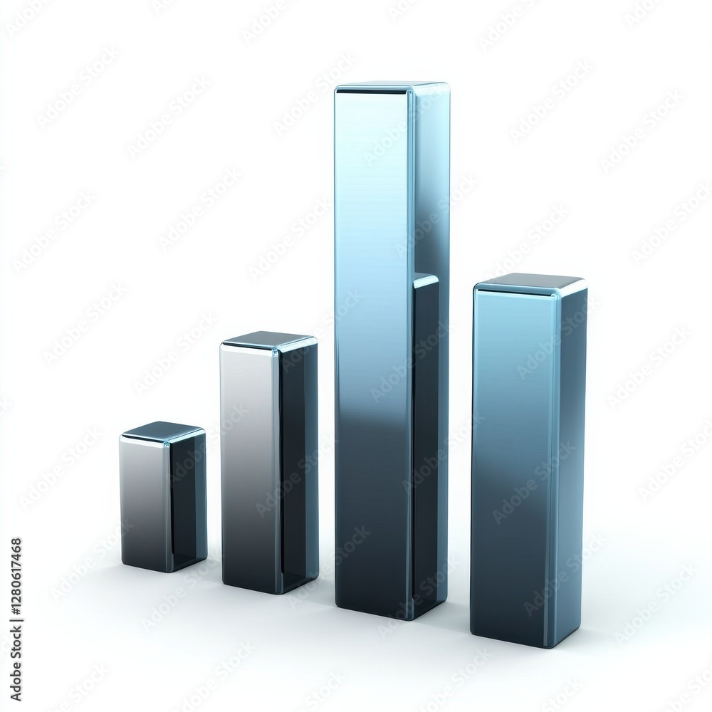 Poster a sleek, modern bar graph showing varying heights, representing data trends or performance metrics i