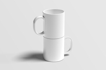 Mug mock up isolated on light gray background. 3D rendering.
