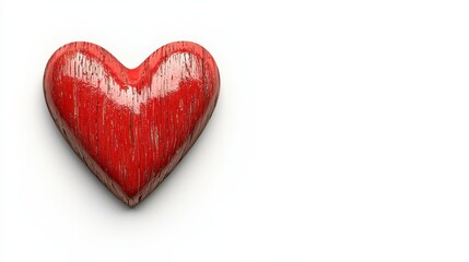 Fototapeta premium Red Glittery Heart Shape on White Background Romantic Love Symbol
