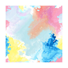 vibrant abstract watercolor-style painting with a soft and fluid blend of pastel colors, including shades of pink, blue, yellow, and white