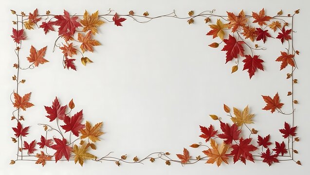 Subtle fall design with tiny clusters of leaves and vines forming a delicate corner frame