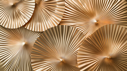Luxurious metallic gold fan pattern background perfect for elegant interior design, premium branding, and upscale event invitations