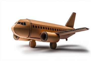 An airplane plane made of cardboard isolated on a white background...