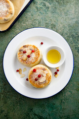Homemade curd cakes with honey and almond