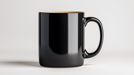 Simple Black Mug on White Background Product Photography Mockup