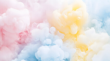 Watercolor-inspired blobs of pale pink, sky blue, and yellow on a white canvas