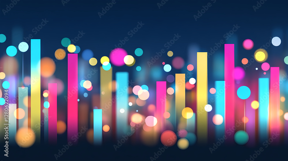 Poster dynamic colorful abstract visualization digital space graphic design vibrant atmosphere bird's eye v