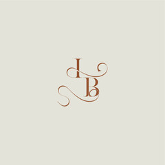 contemporary modern curvy monogram wedding style logo concept letter initial with thin line IB