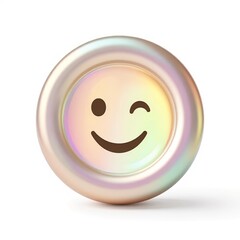 Fototapeta premium Colorful wink emoji on iridescent background