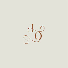contemporary modern curvy monogram wedding style logo concept letter initial with thin line IO