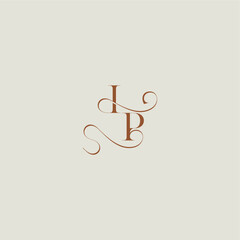contemporary modern curvy monogram wedding style logo concept letter initial with thin line IP