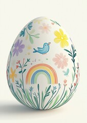 Easter egg illustration with pattern in style of child's drawing