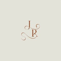 contemporary modern curvy monogram wedding style logo concept letter initial with thin line JR