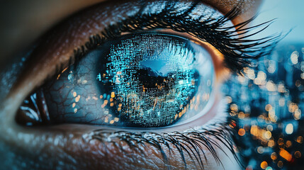 Large AI eye observes countless individuals while one person dares to return the gaze, raising questions about surveillance ethics in a modern digital landscape