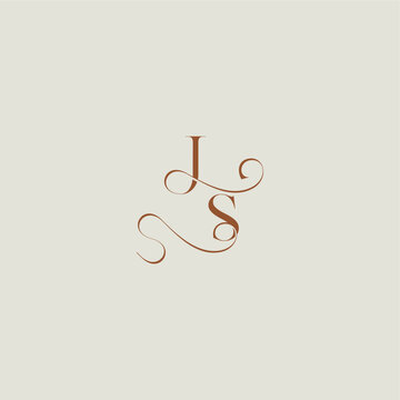 contemporary modern curvy monogram wedding style logo concept letter initial with thin line JS