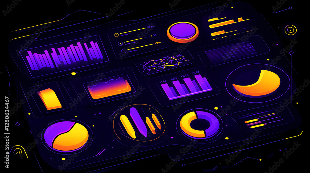 Aufkleber data visualization analysis digital workspace infographic tech environment aesthetic design