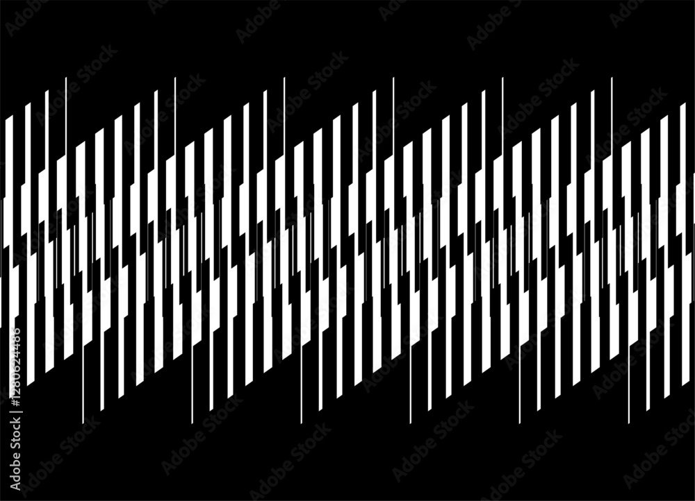 Poster vector background of white lines on a black background and striped geometric shapes. vector pattern,