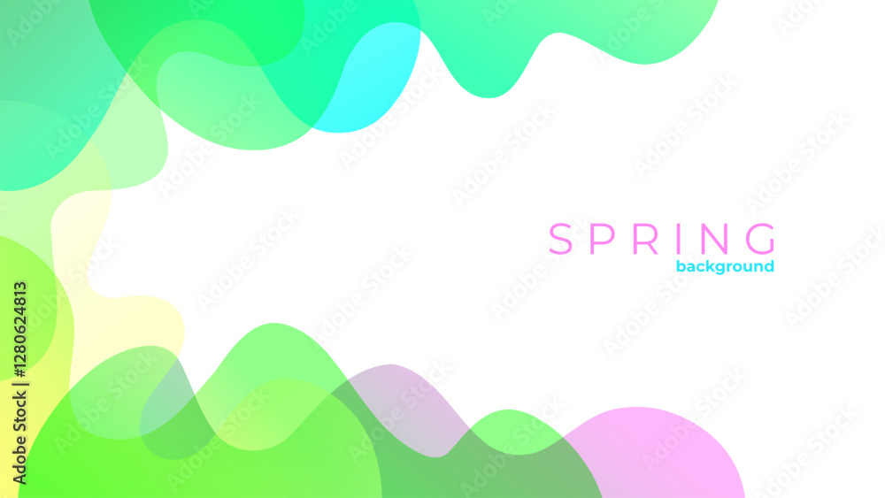 Poster Spring colors. Abstract background with color gradient flowing waves for Springtime season creative graphic design. Vector illustration.