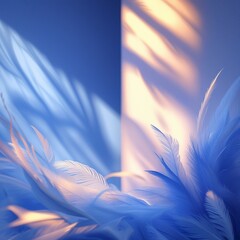 abstract blue background for product presentation with sunlight and blurred shadows wall. Isolated on white background . Generative Ai