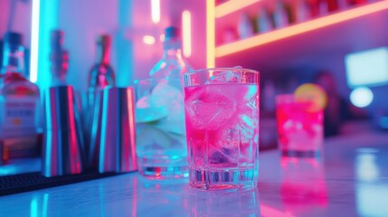 Alcohol consumption at a vibrant cocktail festival with colorful drinks, party lights, and energetic crowds. Featuring excitement and celebration