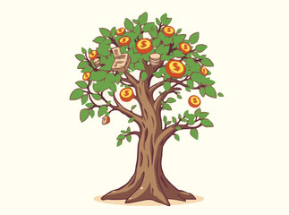 Fototapeta premium Growing Money Tree with Investment Charts